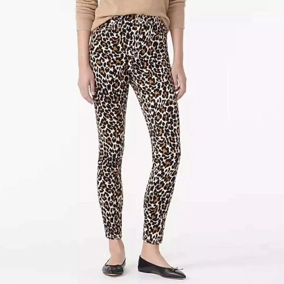 J.Crew 10" Highest Rise Toothpick Leopard Skinny Corduroy Pants - Picture 1 of 12